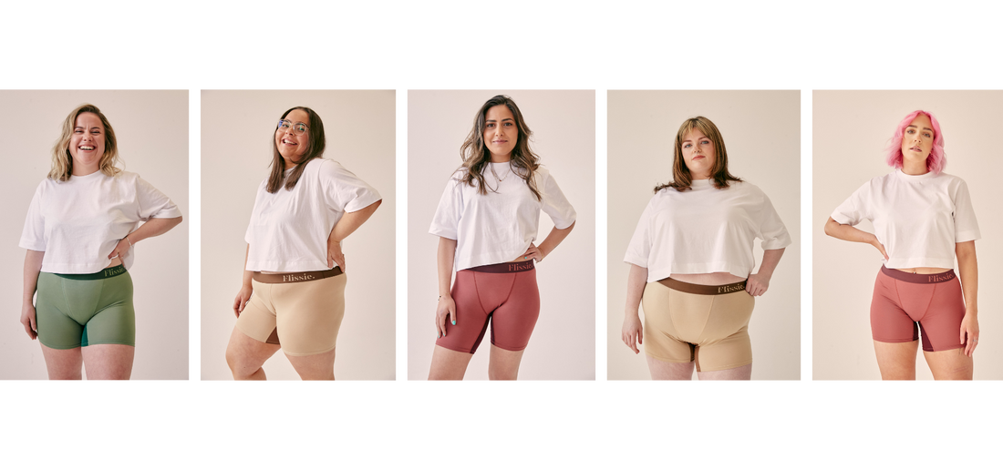 Group of women wearing Flissie womens boxers