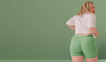 Model wearing sage green women's underwear