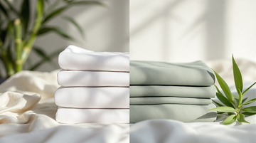 Folded pairs of Flissie bamboo viscose boxer shorts beside a folded cotton pair