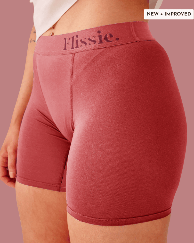 Flissie women's bamboo boxer shorts in Plum Pink, 6" leg