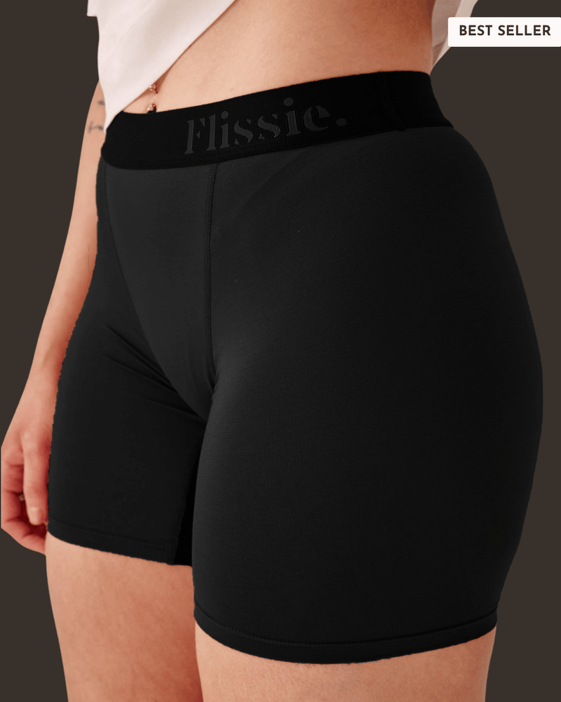 Flissie women's bamboo boxer shorts in Black, 6" leg