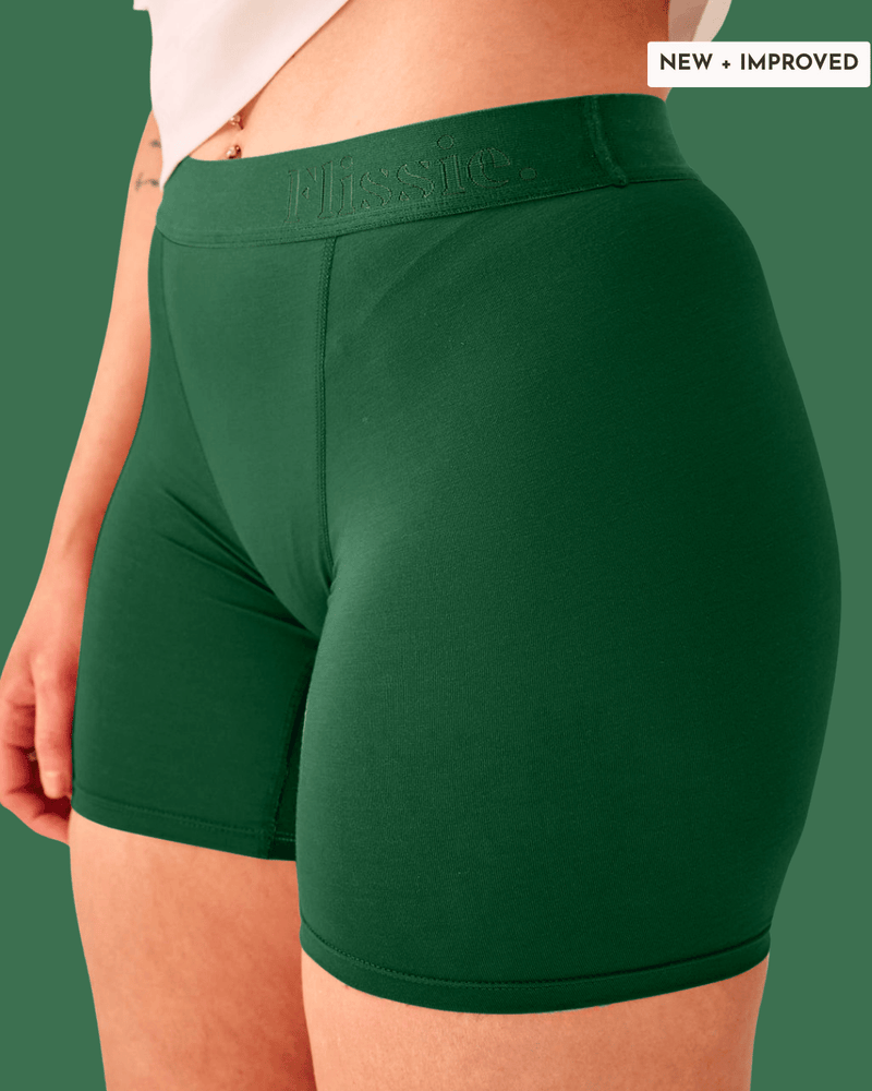 Flissie women's bamboo boxer shorts in Pine Green, 6" leg