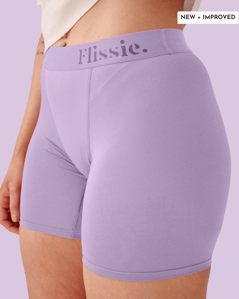 Flissie women's bamboo boxer shorts in Lavender Purple, 6" leg