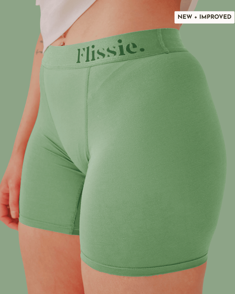 Flissie women's bamboo boxer shorts in Sage Green, 6" leg