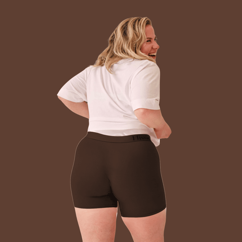 Flissie women's bamboo boxer shorts in Chocolate Brown, 6" leg