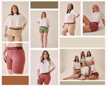 Photo collage of women wearing Flissie womens boxers
