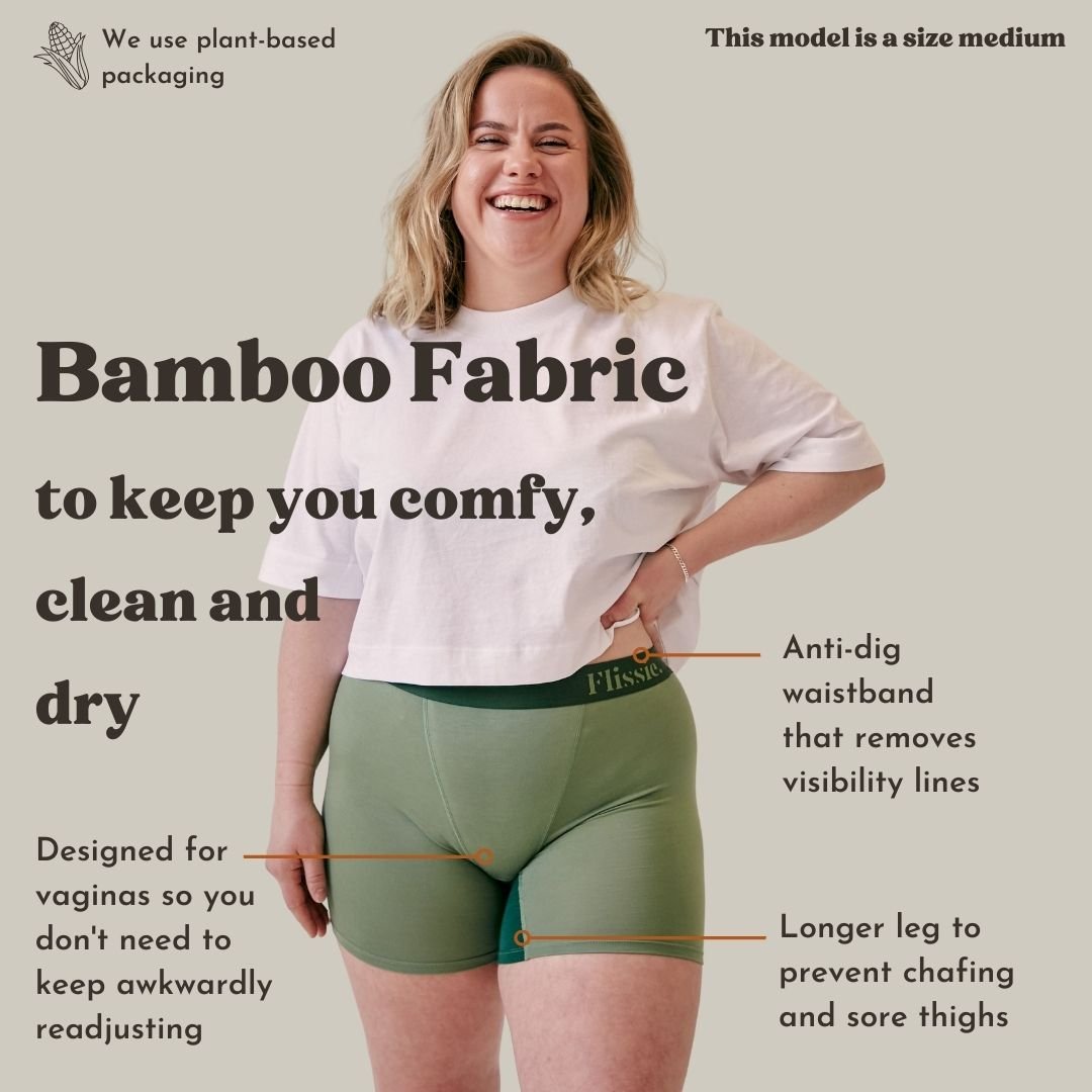 Flissie Womens Boxers in sage green on a model size medium
