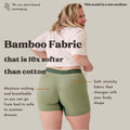 Flissie womens boxers in sage green showing model wearing them from behind