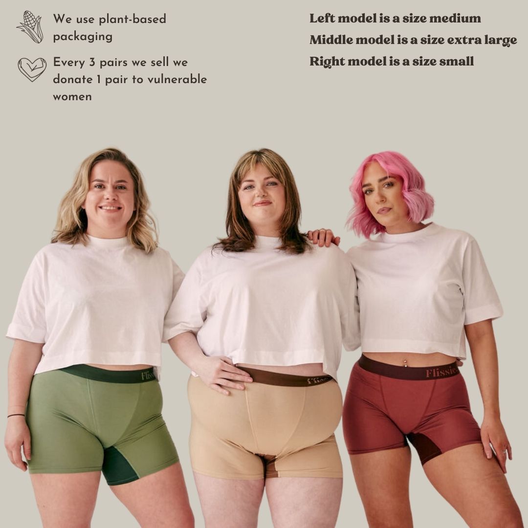 Picture of three women wearing Flissie womens boxers